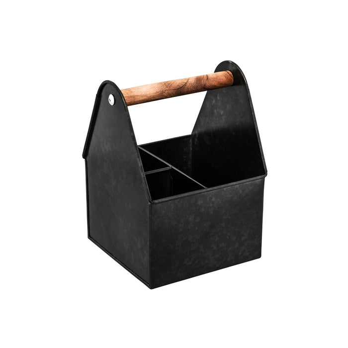 Chef Inox CONEY ISL-UTENSIL CADDY 3 COMP BLACK WOOD HDL 170x170x230mm EA