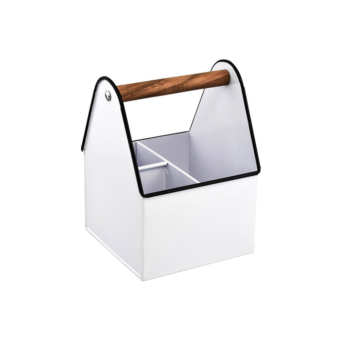 Chef Inox CONEY ISL-UTENSIL CADDY 3 COMP WHITE WOOD HDL 170x170x230mm EA