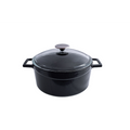Lava GLAZE CASSEROLE-ROUND | GLASS LID | 6.7lt | 280mm Ø BLACK (Each)