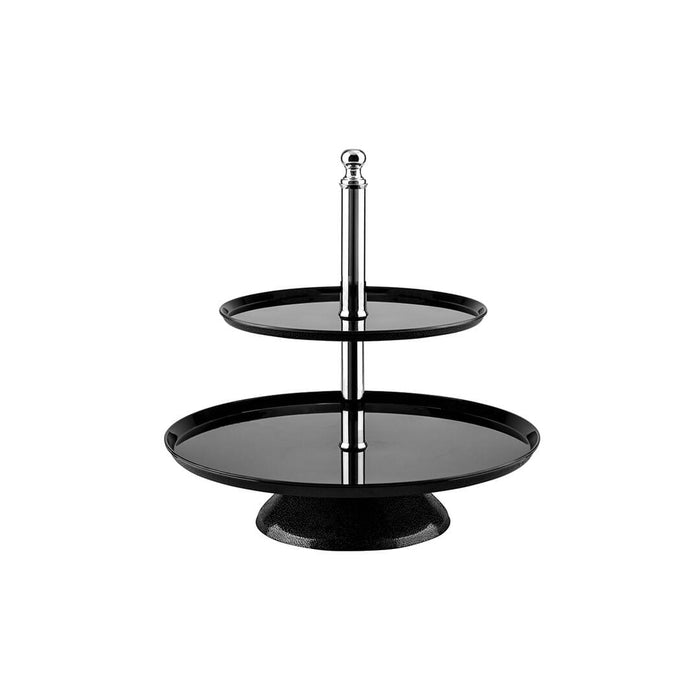 Alkan Zicco  ROUND STAND-2-TIER | 250/350mm Ø | 370mm H  BLACK POLYCARBONATE (Each)