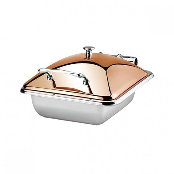 Athena PRINCESS INDUCTION CHAFER-18/10 | RECT. | 2/3 SIZE GOLD ROSE LID (Set)