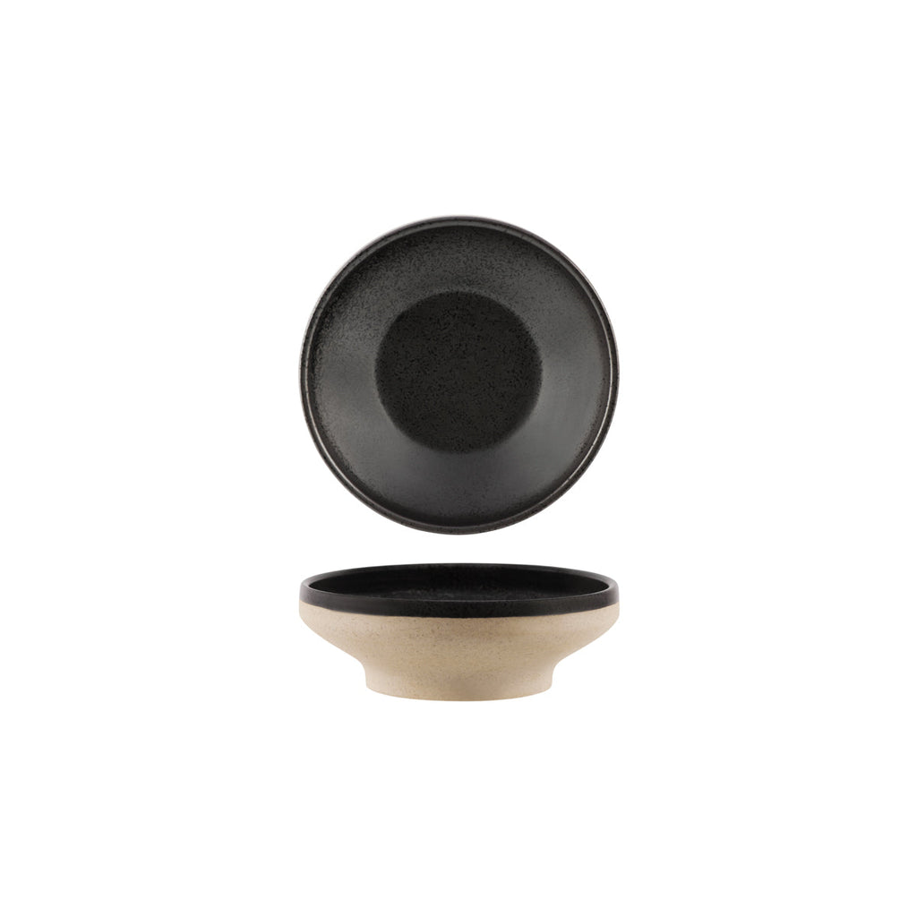 Tablekraft SOHO ROUND BOWL FOOTED SPECKLE BLACK 153x50mm EA