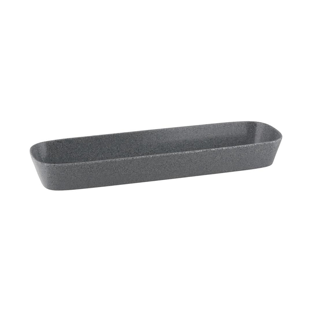 Ryner Melamine PEBBLE RECT DISH-2/4 SIZE, 65mm DEEP  STONE GREY (x3)