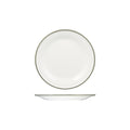 Ryner Melamine EVOKE ROUND PLATE-220mm Ø WHITE W/GREY LINE (x12)
