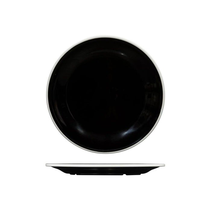 Ryner Melamine EVOKE ROUND PLATE-270mm Ø BLACK W/WHITE LINE (x12)