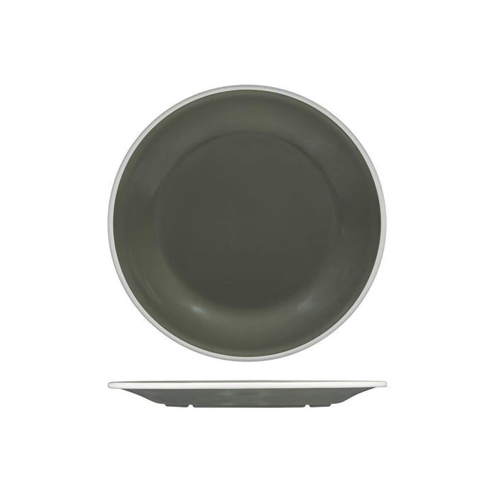 Ryner Melamine EVOKE ROUND PLATE-270mm Ø GREY W/WHITE LINE (x12)