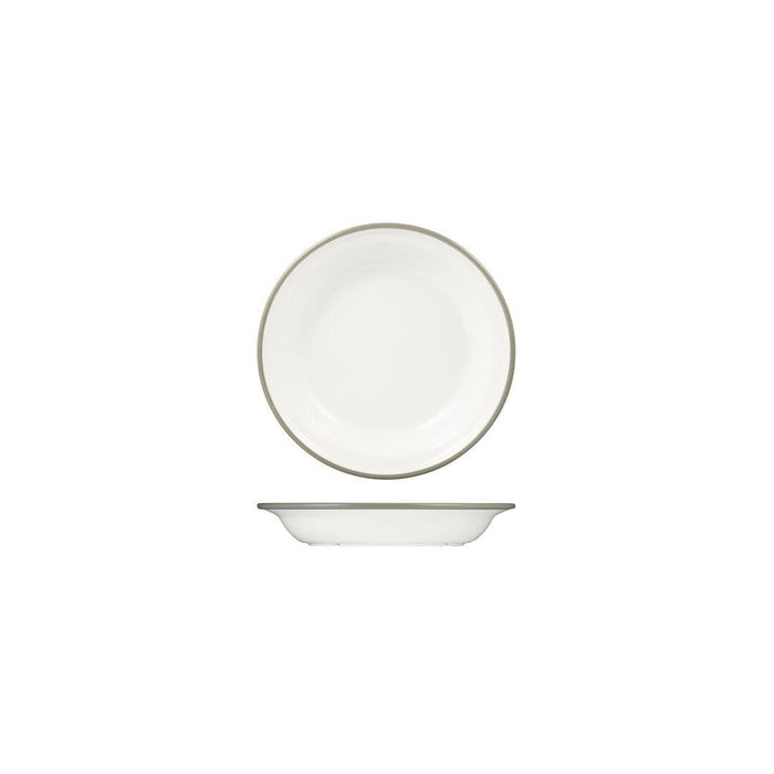 Ryner Melamine EVOKE SOUP / PASTA PLATE-200mm Ø WHITE W/GREY LINE (x12)
