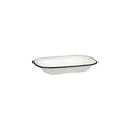 Ryner Melamine EVOKE RECT DISH-200x145x45mm WHITE W/BLACK LINE (x12)