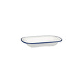 Ryner Melamine EVOKE RECT DISH-200x145x45mm WHITE W/BLUE LINE (x12)