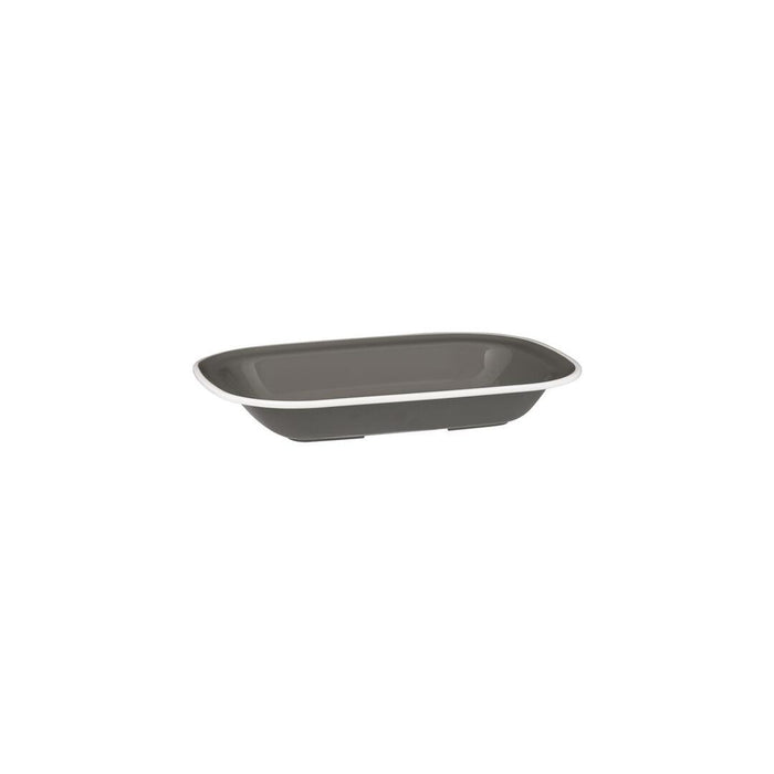 Ryner Melamine EVOKE RECT DISH-200x145x45mm GREY W/WHITE LINE (x12)