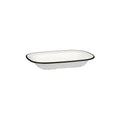 Ryner Melamine EVOKE RECT DISH-230x176x45mm WHITE W/BLACK LINE (x12)