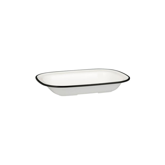 Ryner Melamine EVOKE RECT DISH-230x176x45mm WHITE W/BLACK LINE (x12)