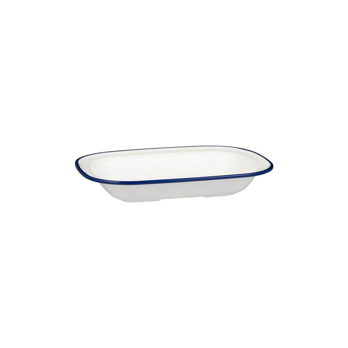Ryner Melamine EVOKE RECT DISH-230x176x45mm WHITE W/BLUE LINE (x12)