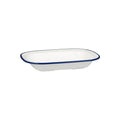 Ryner Melamine EVOKE RECT DISH-270x200x42mm WHITE W/BLUE LINE (x12)
