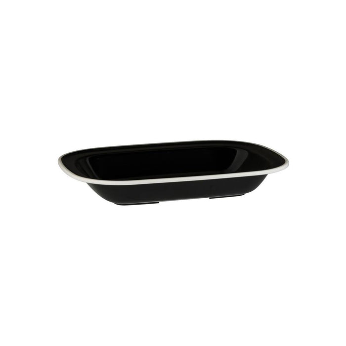 Ryner Melamine EVOKE RECT DISH-270x200x42mm BLACK W/WHITE LINE (x12)