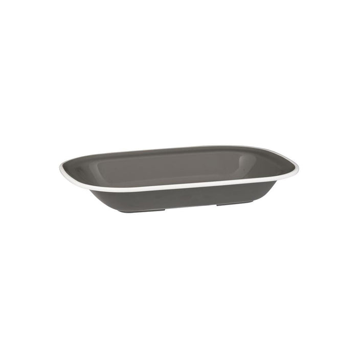 Ryner Melamine EVOKE RECT DISH-270x200x42mm GREY W/WHITE LINE (x12)