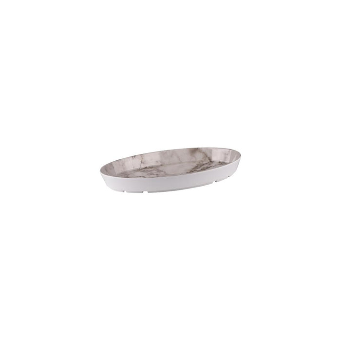 Ryner Melamine  OVAL DISH-325x200x40mm WHITE MARBLE (x12)
