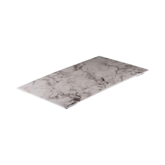 Ryner Melamine  RECT FLAT PLATTER-530x325mm WHITE MARBLE (Each)