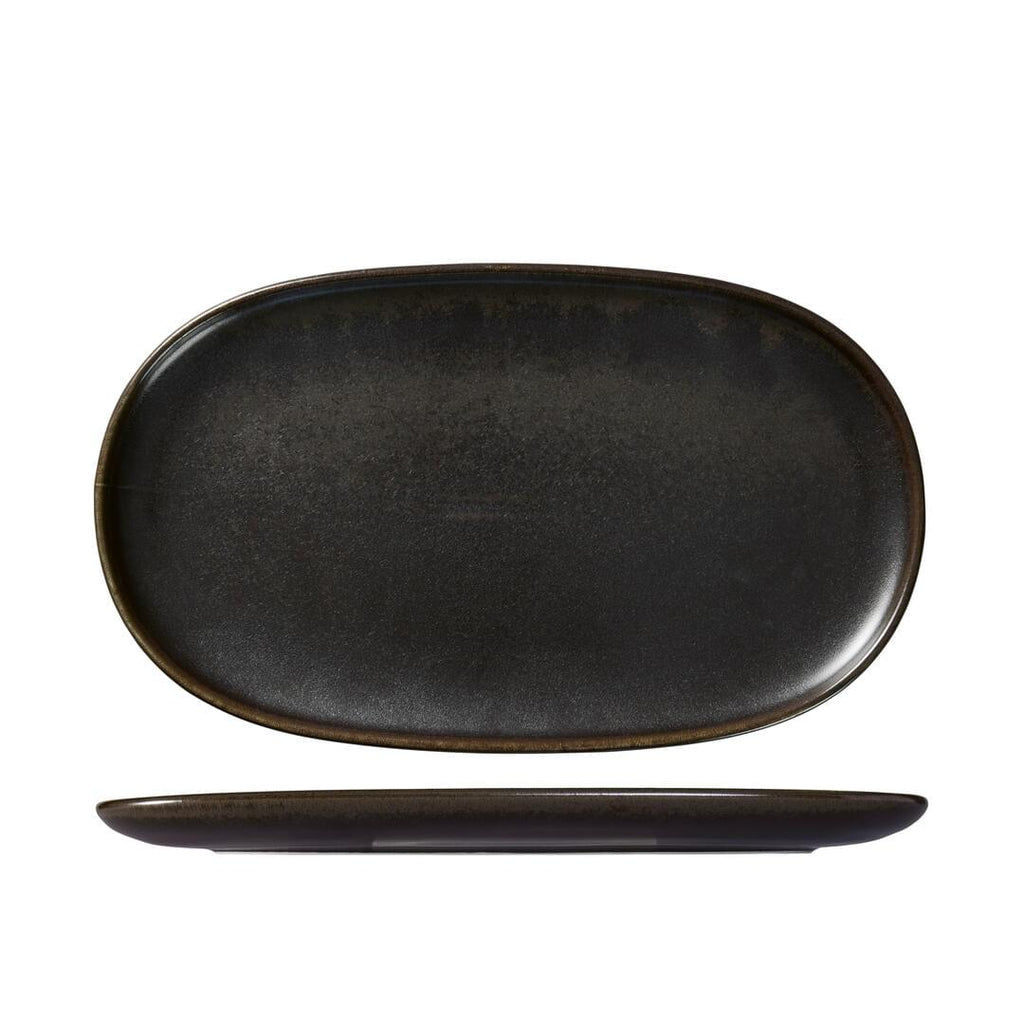 Moda Porcelain EARTH OVAL COUPE PLATE-405x240mm   (x3)