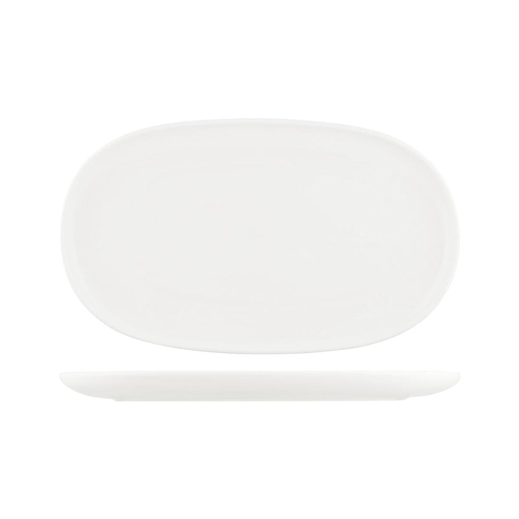 Moda Porcelain SNOW OVAL COUPE PLATE-405x240mm   (x3)