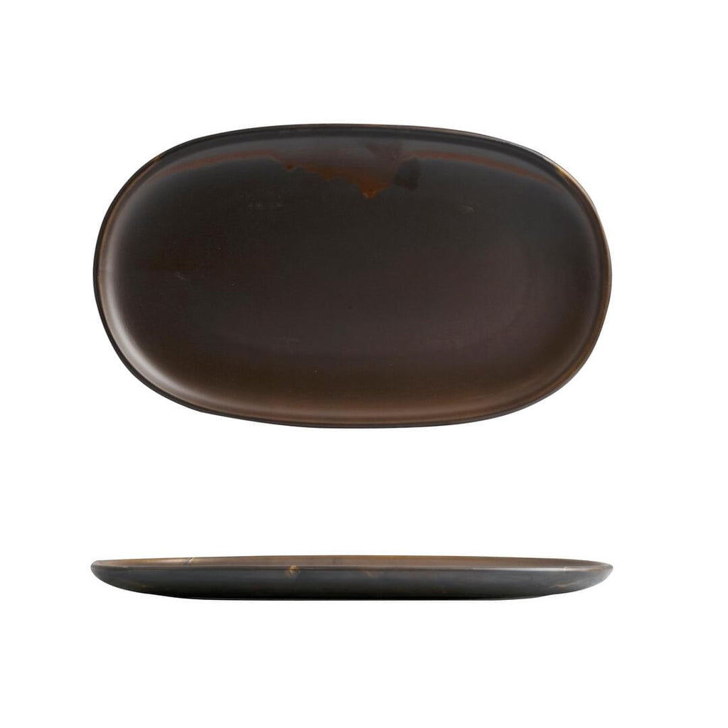 Moda Porcelain RUST OVAL COUPE PLATE-355x215mm   (x6)