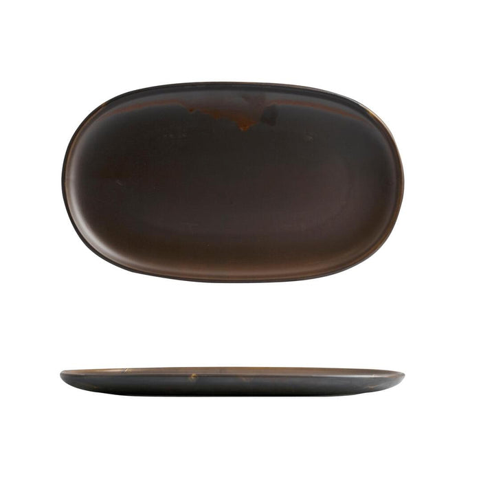 Moda Porcelain RUST OVAL COUPE PLATE-355x215mm   (x6)
