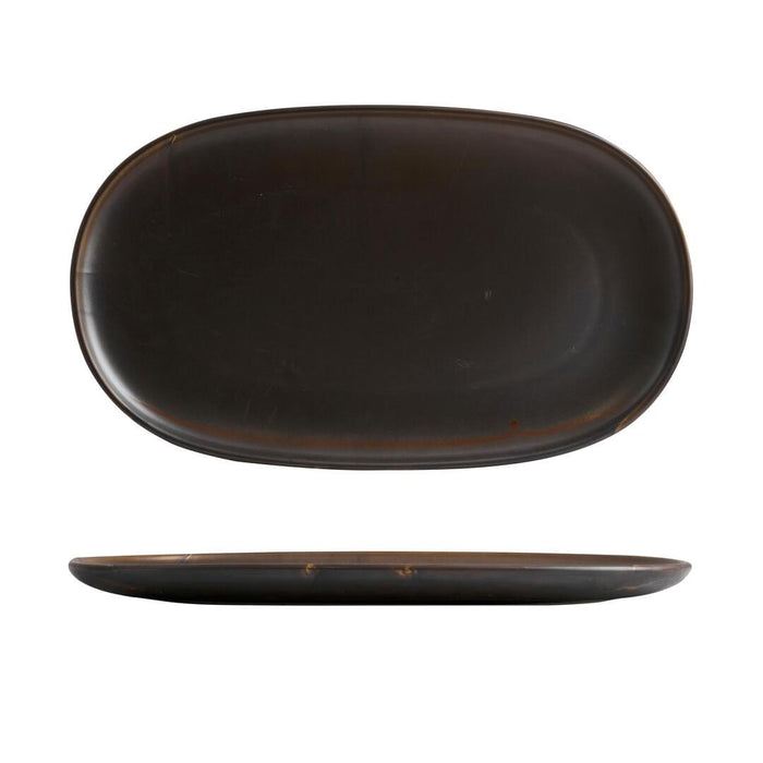 Moda Porcelain RUST OVAL COUPE PLATE-405x240mm   (x3)