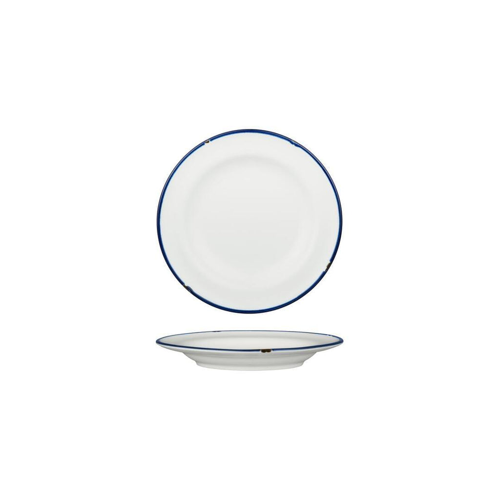 Luzerne TINTIN ROUND PLATE 170mm Ø WHITE W/NAVY LINE (x6)