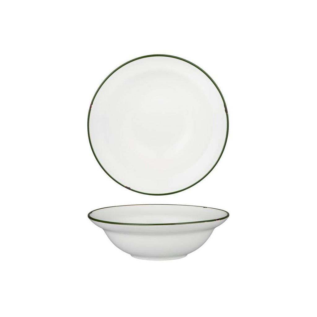 Luzerne TINTIN ROUND BOWL 190mm Ø | 380ml WHITE W/GREEN LINE (x3)