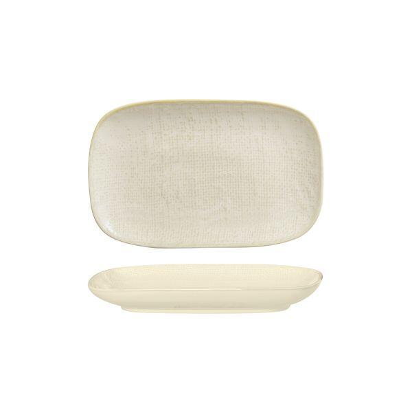 Luzerne LINEN RECTANGULAR SHARE PLATE-265x165mm REACTIVE WHITE (x4)