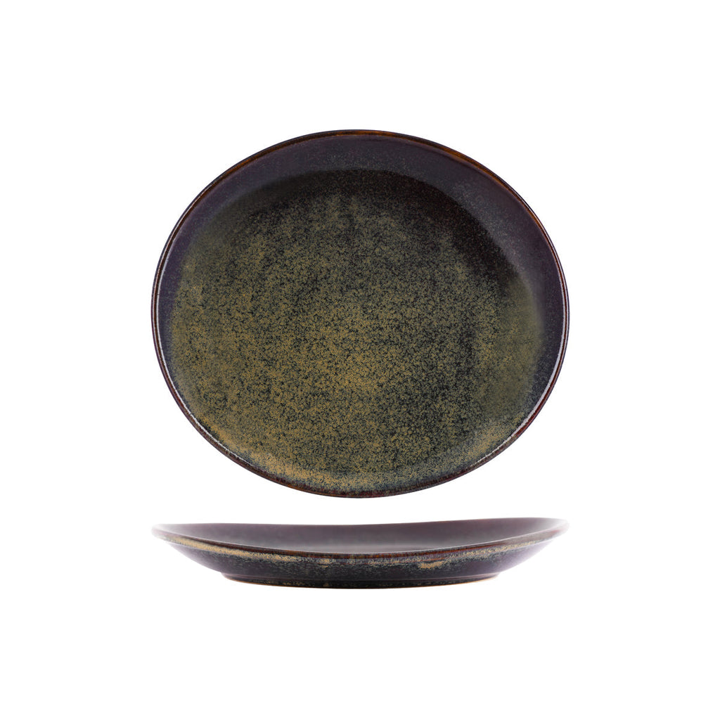 Tablekraft ARTISTICA OVAL PLATE-250x220mm REACTIVE BROWN EA