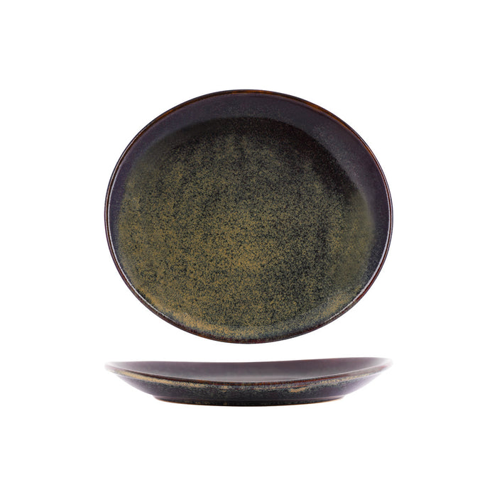 Tablekraft ARTISTICA OVAL PLATE-250x220mm REACTIVE BROWN EA
