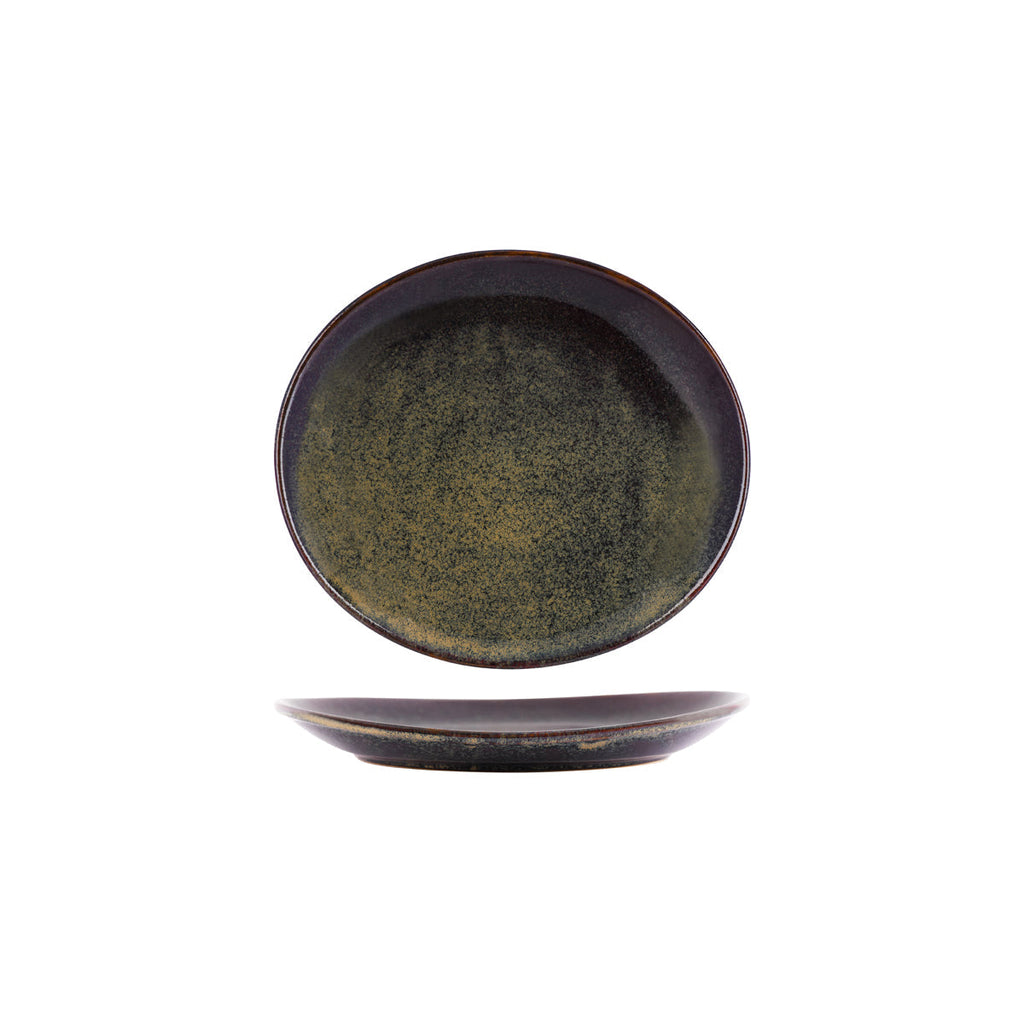 Tablekraft ARTISTICA OVAL PLATE-210x190mm REACTIVE BROWN EA