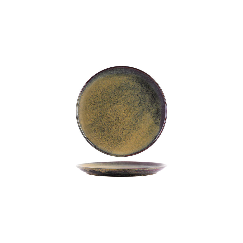 Tablekraft ARTISTICA ROUND PLATE-220mm Rolled Edge REACTIVE BROWN EA