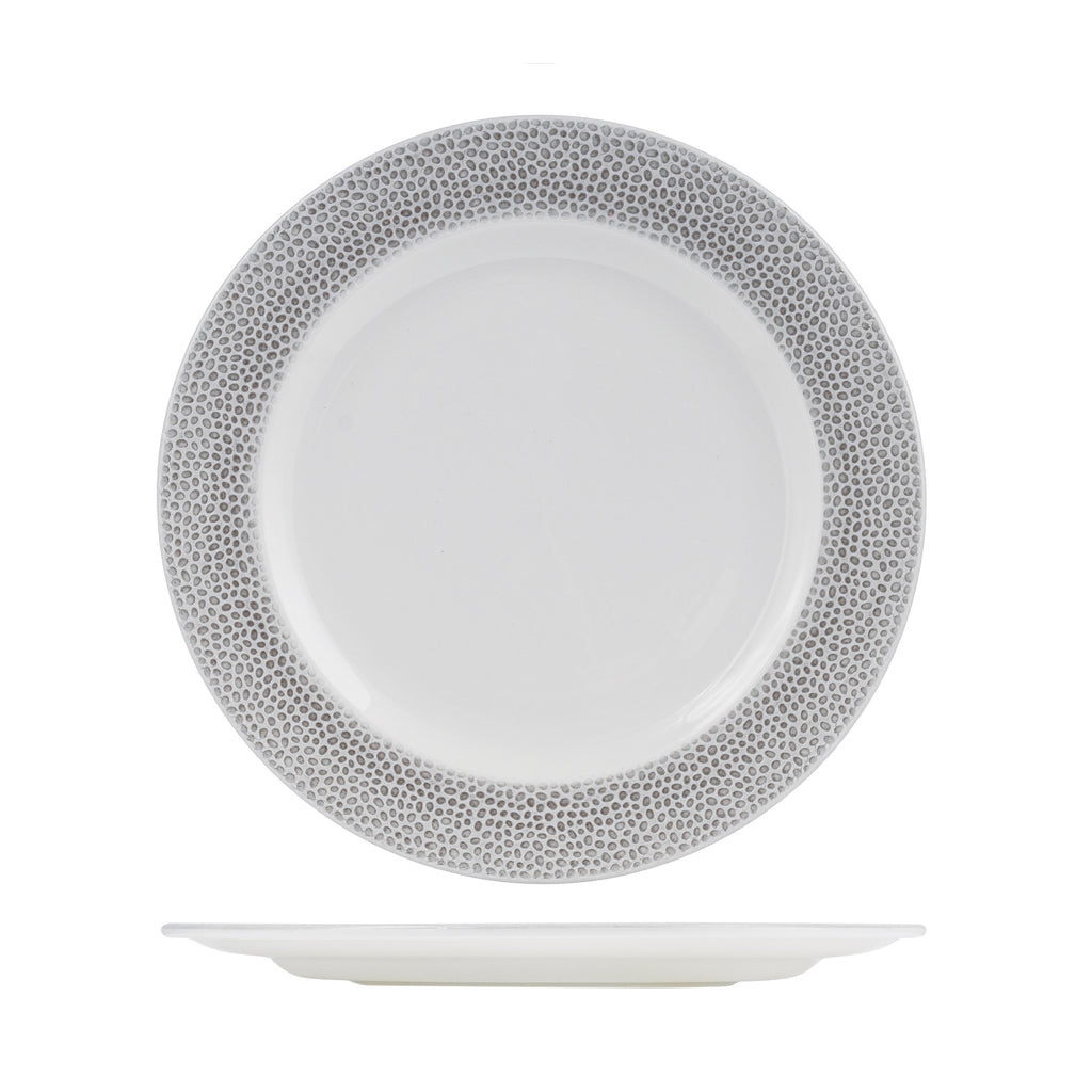 Churchill ISLA ROUND WIDE RIM PLATE-170mm Ø WHITE W/SHALE RIM (x12)