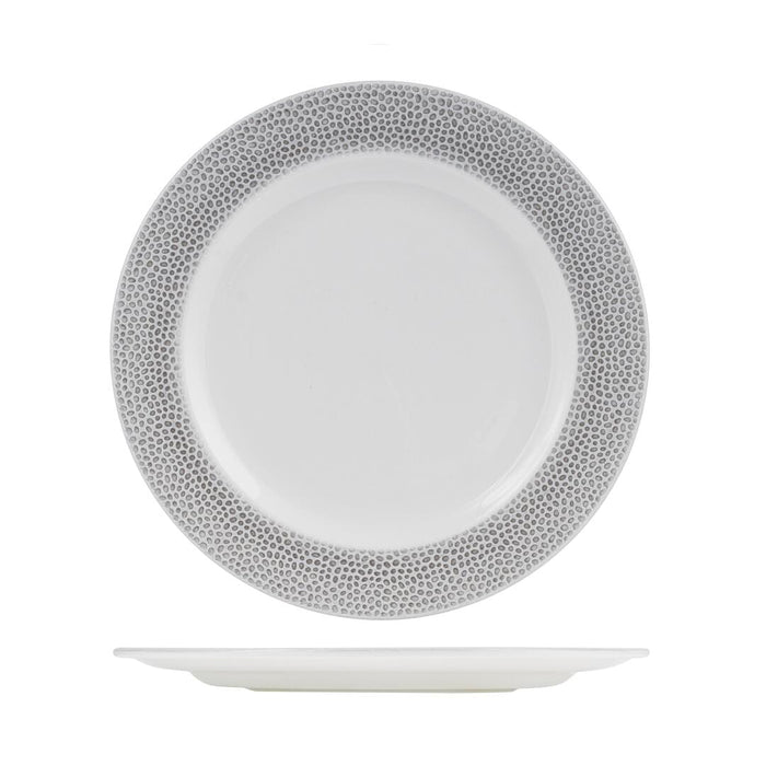 Churchill ISLA ROUND WIDE RIM PLATE-276mm Ø WHITE W/SHALE RIM (x12)