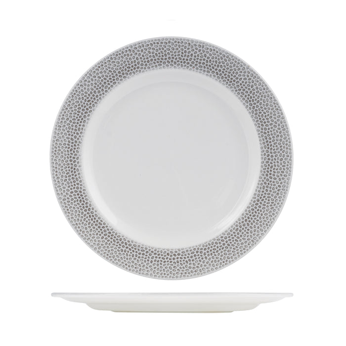 Churchill ISLA ROUND WIDE RIM PLATE-230mm Ø WHITE W/SHALE RIM (x12)