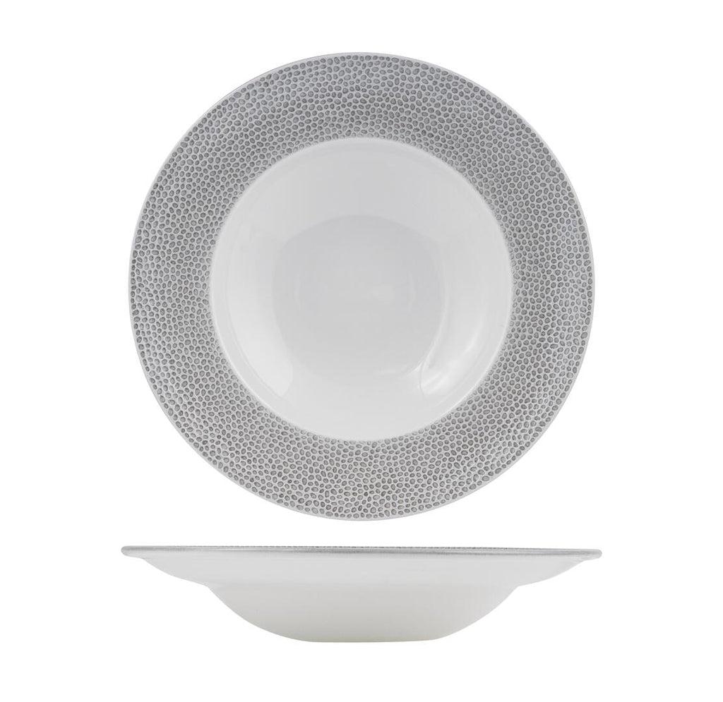 Churchill ISLA ROUND WIDE RIM BOWL-280mm Ø WHITE W/SHALE RIM (x12)