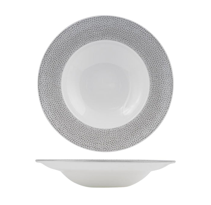 Churchill ISLA ROUND WIDE RIM BOWL-280mm Ø WHITE W/SHALE RIM (x12)