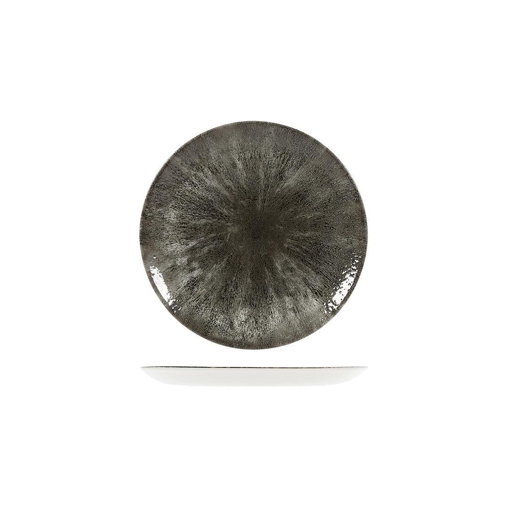 Churchill STUDIO PRINTS STONE ROUND COUPE PLATE-165mm Ø QUARTZ BLACK (x12)