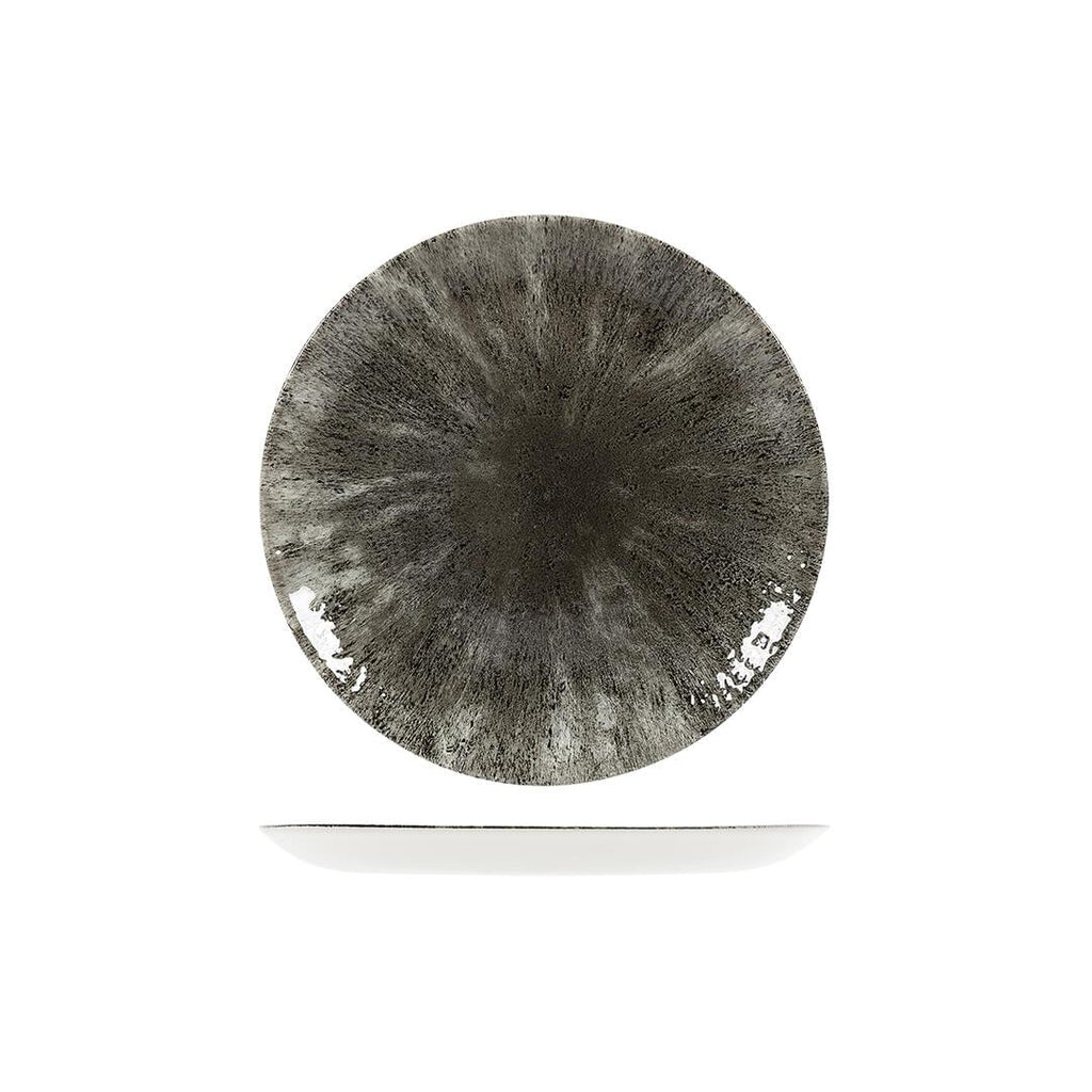 Churchill STUDIO PRINTS STONE ROUND COUPE PLATE-217mm Ø QUARTZ BLACK (x12)