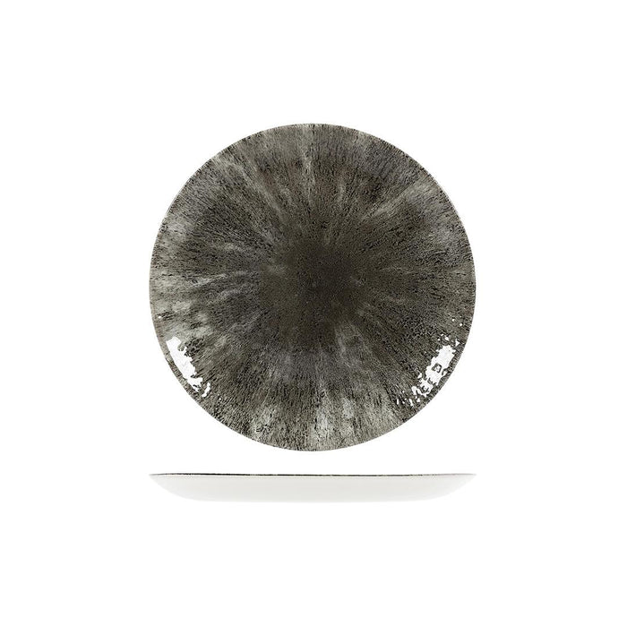 Churchill STUDIO PRINTS STONE ROUND COUPE PLATE-217mm Ø QUARTZ BLACK (x12)
