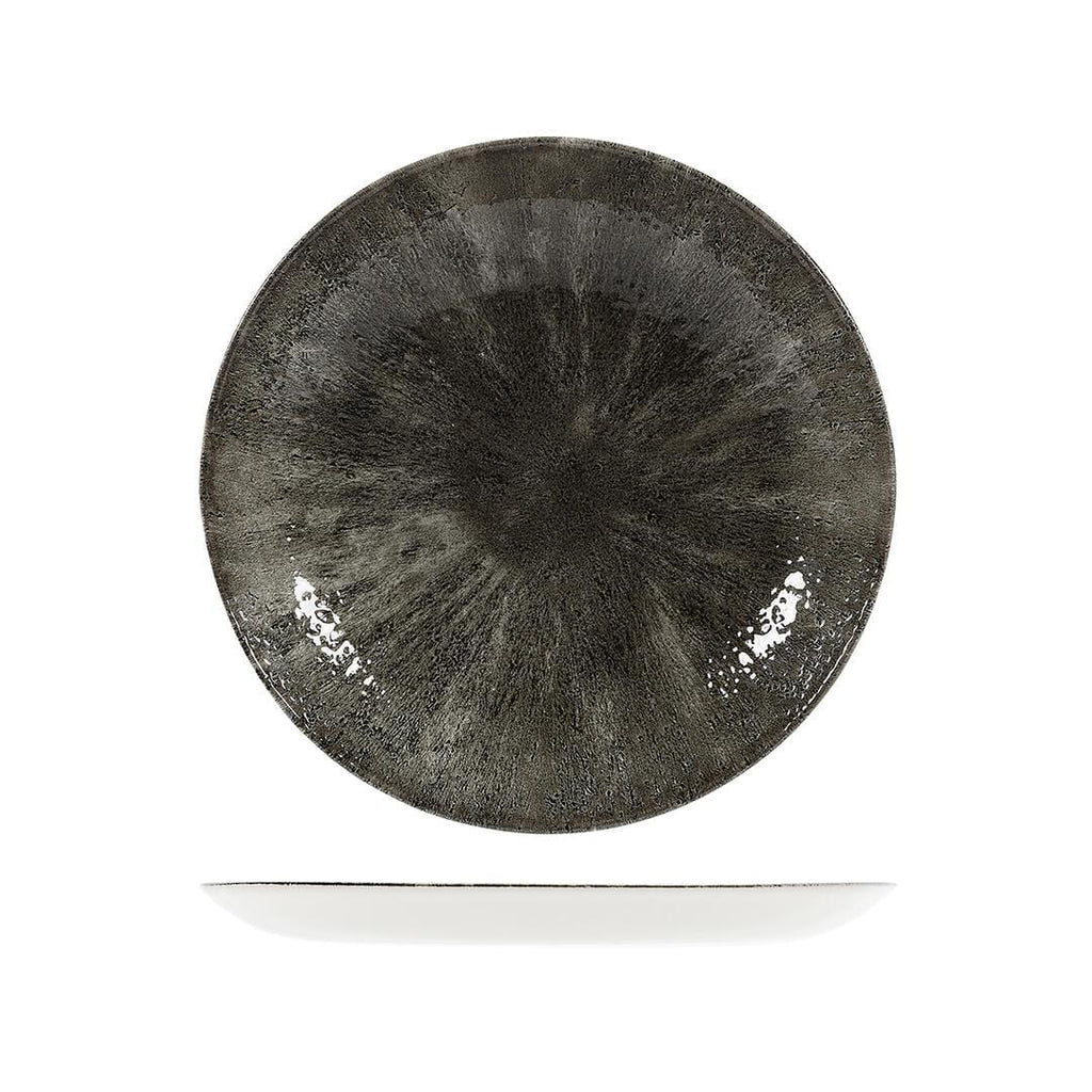 Churchill STUDIO PRINTS STONE ROUND COUPE PLATE-260mm Ø QUARTZ BLACK (x12)