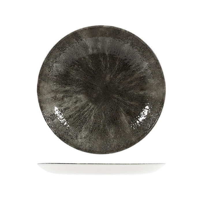 Churchill STUDIO PRINTS STONE ROUND COUPE PLATE-260mm Ø QUARTZ BLACK (x12)