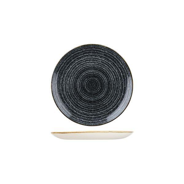 Churchill STUDIO PRINTS HOMESPUN ROUND COUPE PLATE-165mm Ø CHARCOAL BLACK (x12)