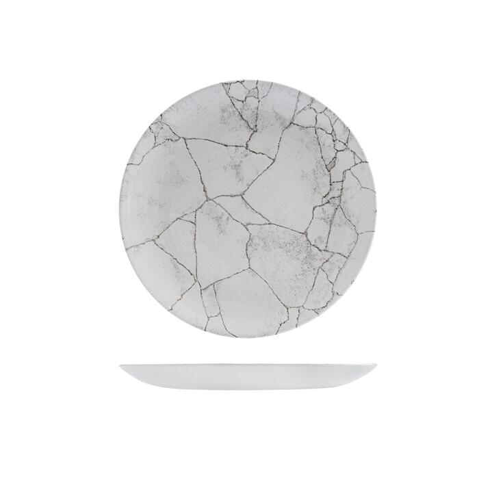 Churchill STUDIO PRINTS KINTSUGI ROUND COUPE PLATE-217mm Ø AGATE GREY (x12)
