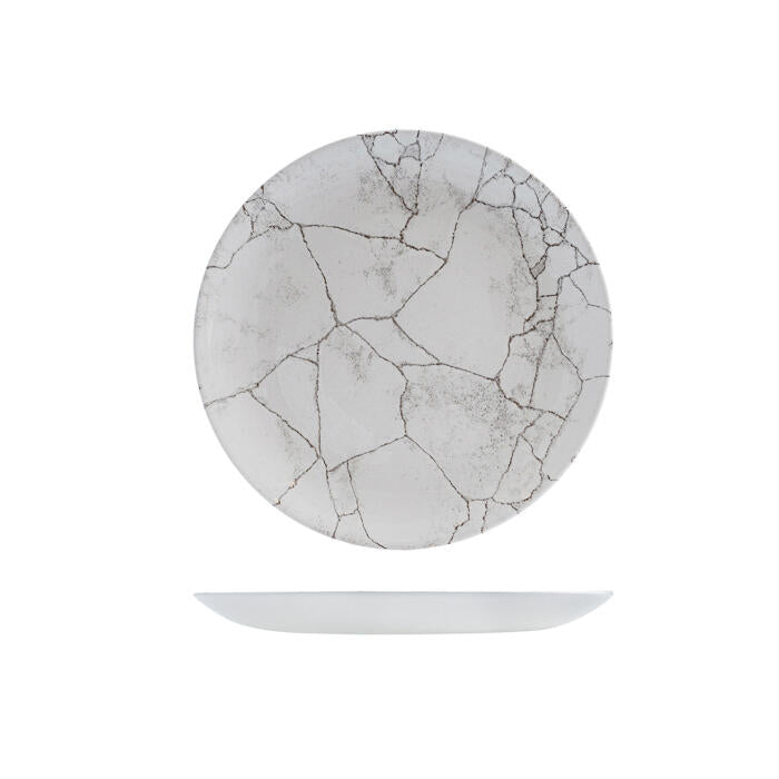 Churchill STUDIO PRINTS KINTSUGI ROUND COUPE PLATE-217mm Ø AGATE GREY (x12)