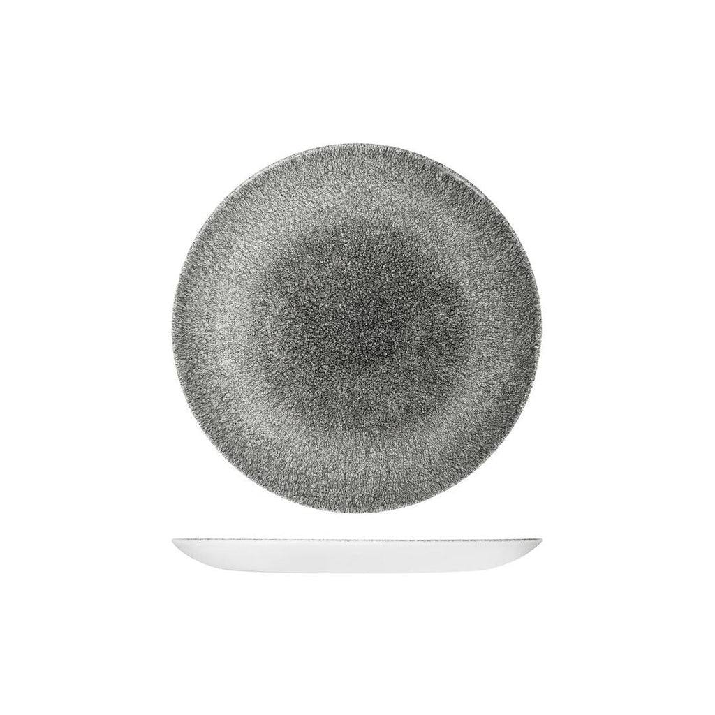 Churchill STUDIO PRINTS RAKU ROUND COUPE PLATE-217mm Ø QUARTZ BLACK (x12)