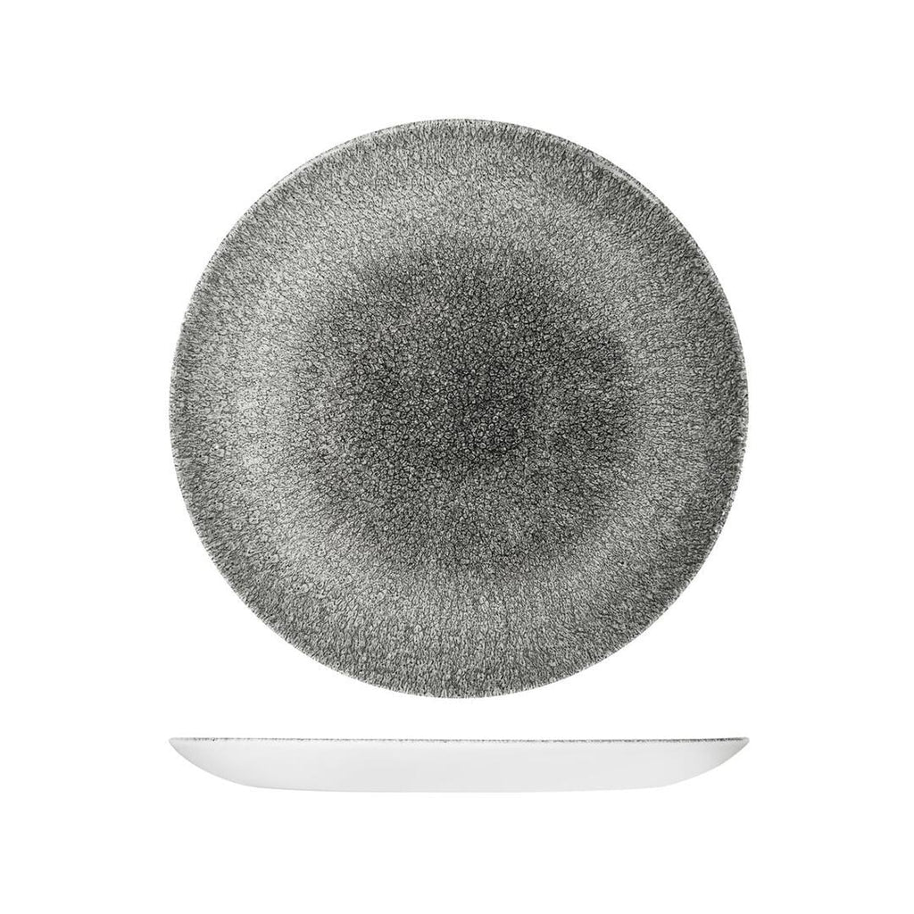 Churchill STUDIO PRINTS RAKU ROUND COUPE PLATE-260mm Ø QUARTZ BLACK (x12)