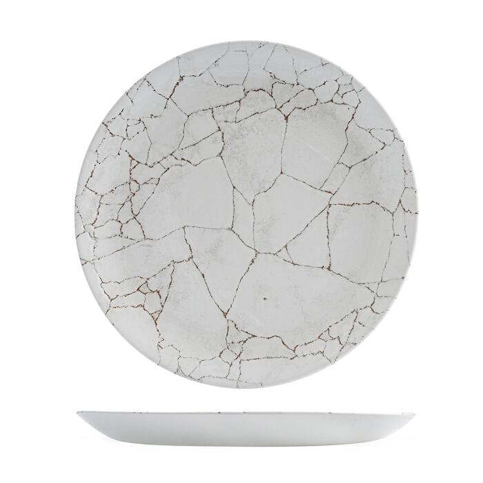Churchill STUDIO PRINTS KINTSUGI ROUND COUPE PLATE-288mm Ø AGATE GREY (x12)